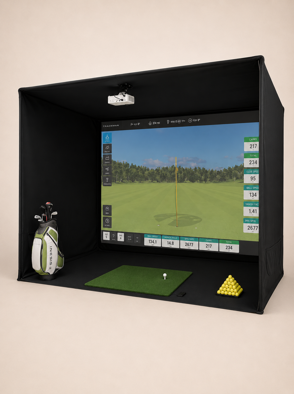 Pack Simulateur Golf Premium – Solution clé en main avec Flightscope Mevo Gen2