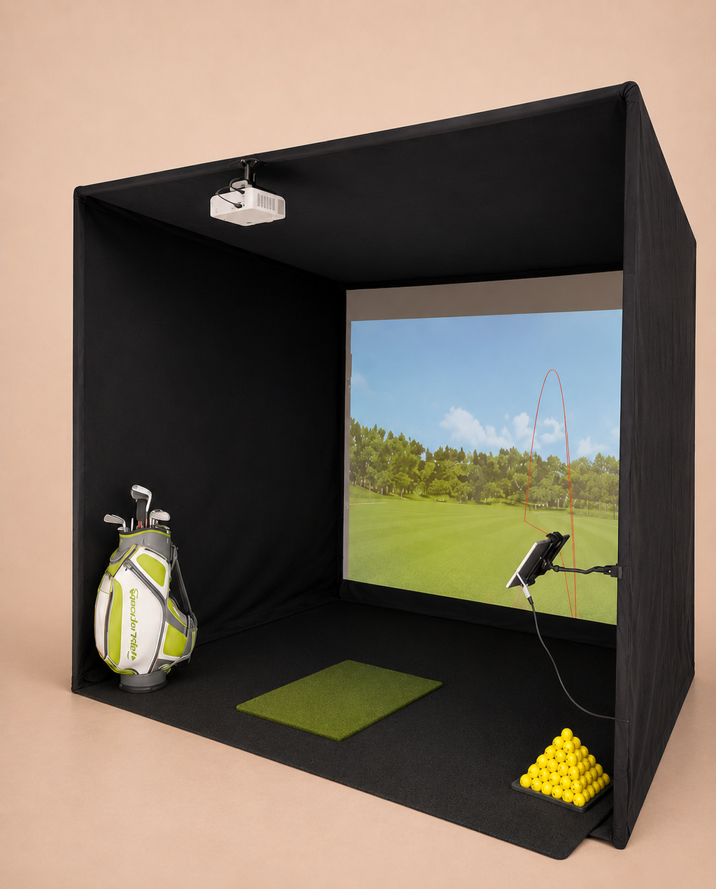 Pack Simulateur Golf Premium – Solution clé en main avec Flightscope Mevo Gen2