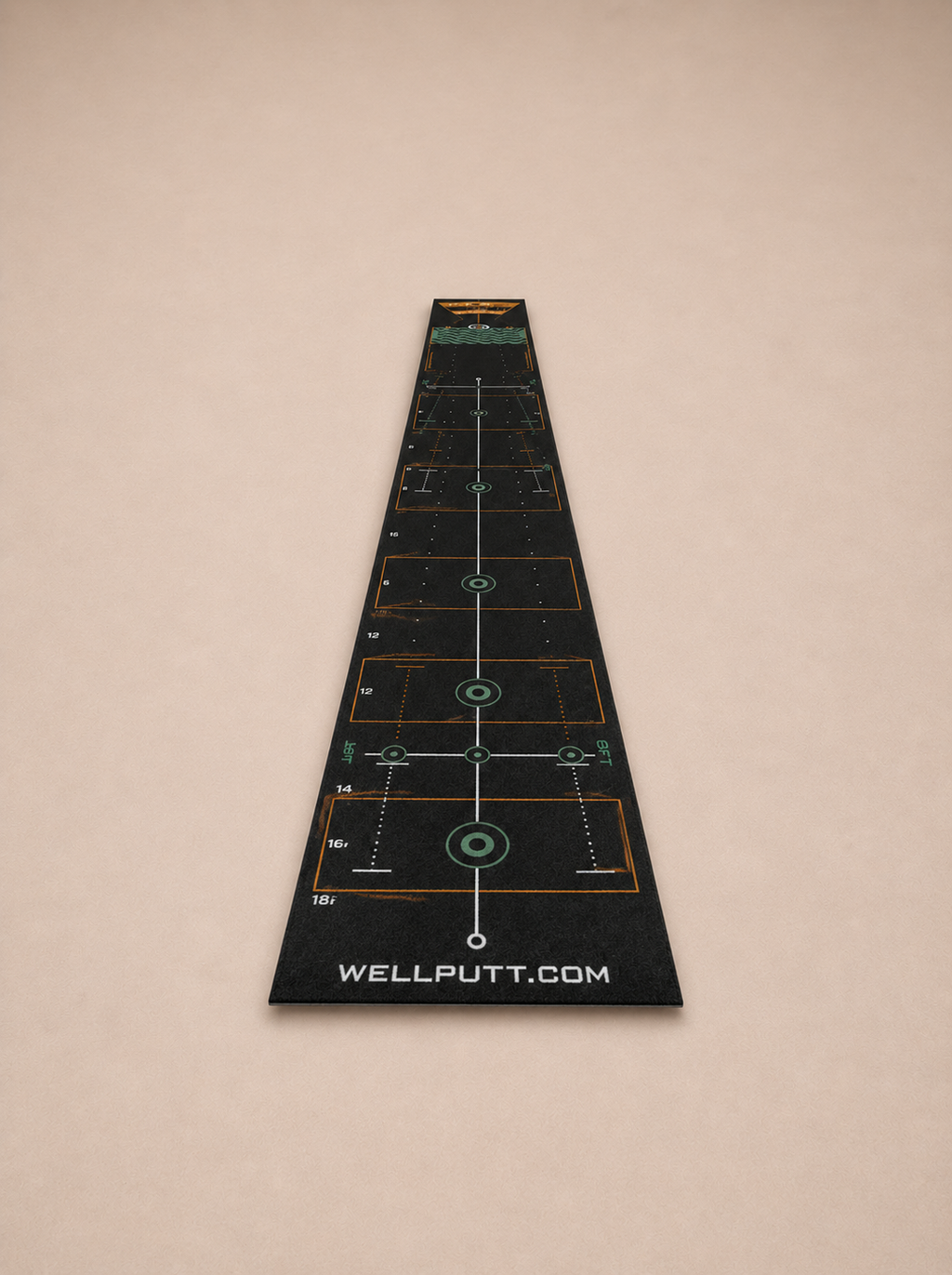 Tapis de Putting Wellputt 4 mètres Noir – Edition Black avec 50 exercices