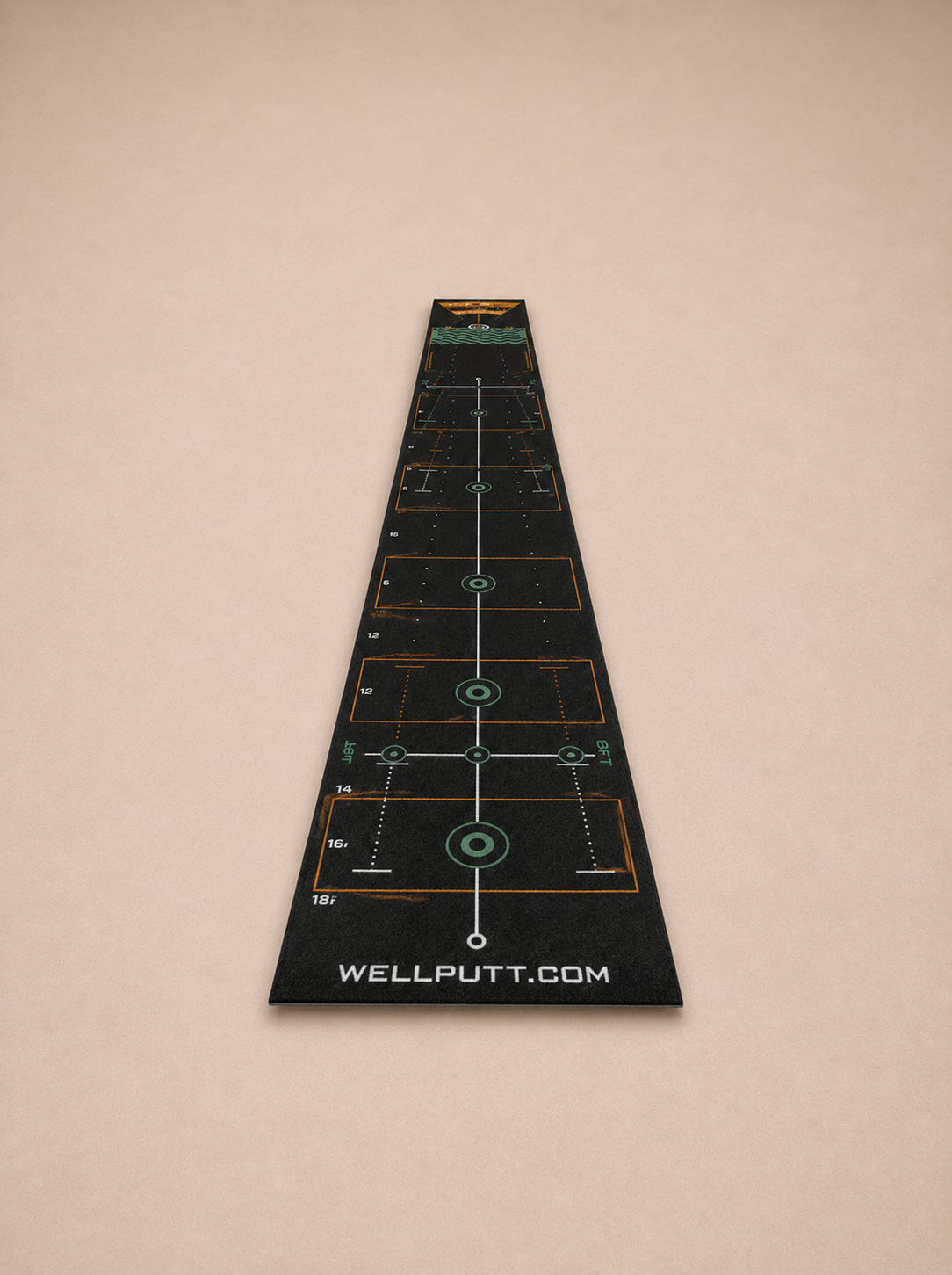 Tapis de Putting Wellputt 4 mètres Noir – Edition Black avec 50 exercices